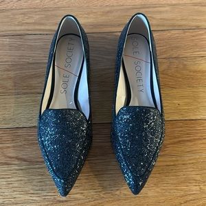 Black glitter flats
